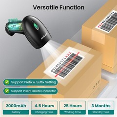 2D 1D Barcode Scanner with Stand, Bluetooth, Wireless and USB Wired