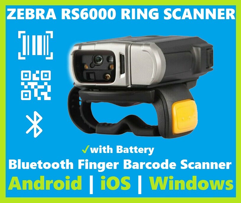 Zebra RS6000 Wireless Bluetooth Finger Barcode Scanner 2D 1D QR w/ Battery!🔥⭐