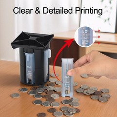 Coin Counter, Coin Sorter Tube, 4-in-1 Coin Sorter and Wrapper Machine