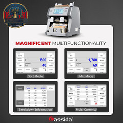 9900R V2 2-Pocket Premium Bank Grade Money Counter Machine Mixed Denomination, B