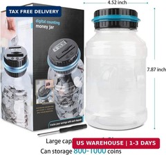 Digital Counting Money Jar, Digital Coin Counter with LCD Display Large Capacity