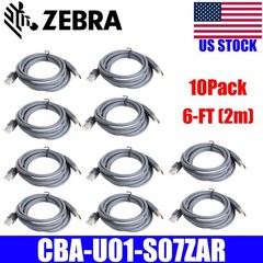 10Pack USB Cable For Symbol Motorola Barcode Scanner 6FT 2M CBA-U01-S07ZAR US