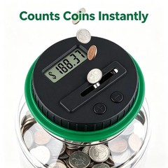 Accurate Digital Coin Counting Jar for Home & Office, 1.8L Clear ABS Coin Ban…