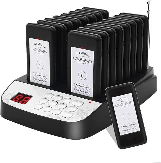 Pager System 16 Buzzers Vibration Flashing Wireless Restaurant medical hotel