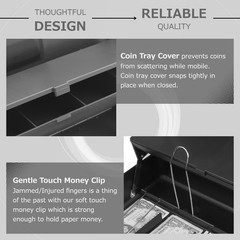 Lockable Cash Box with Coin Tray – Durable Metal Money Organizer for Bills & Cha