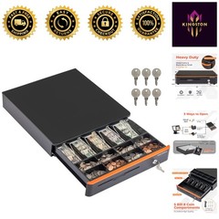 Compact Cash Drawer with Key Lock – 16″ Metal Money Drawer for Safeguarding Cash
