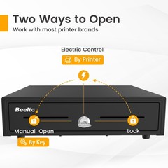 16″ Heavy Duty Cash Drawer Auto Open – 5 Bill/5 Coin, Emergency Switch, RJ11/12