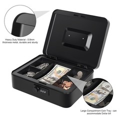 Black Small Metal Petty Cash Lock Box Key Money Tray 5.9×4.7×3.1 Inches