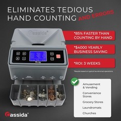 Cassida C300 Professional USD Coin Counter, Sorter and Wrapper/Roller, 300 coins