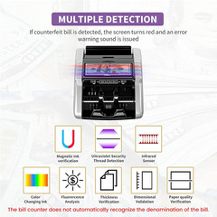 Money Counter Machine with Value Count, Dollar, Euro UV/MG/IR/DD/DBL/HLF/CHN Cou