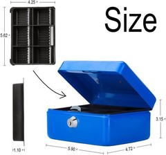 Sturdy Portable Cash Box with Key Lock and Removable Tray – Blue Security Box