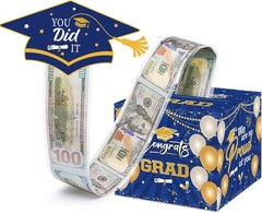 Graduation Gifts, Graduation Money Box Blue, Surprise Grad Money Holder with Pul