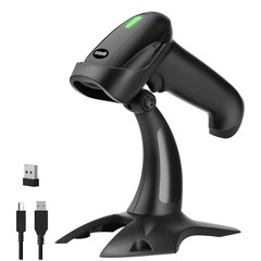 USB Wireless Barcode Scanner Stand 2in1 2.4Ghz USB 2.0 Rechargeable 1D