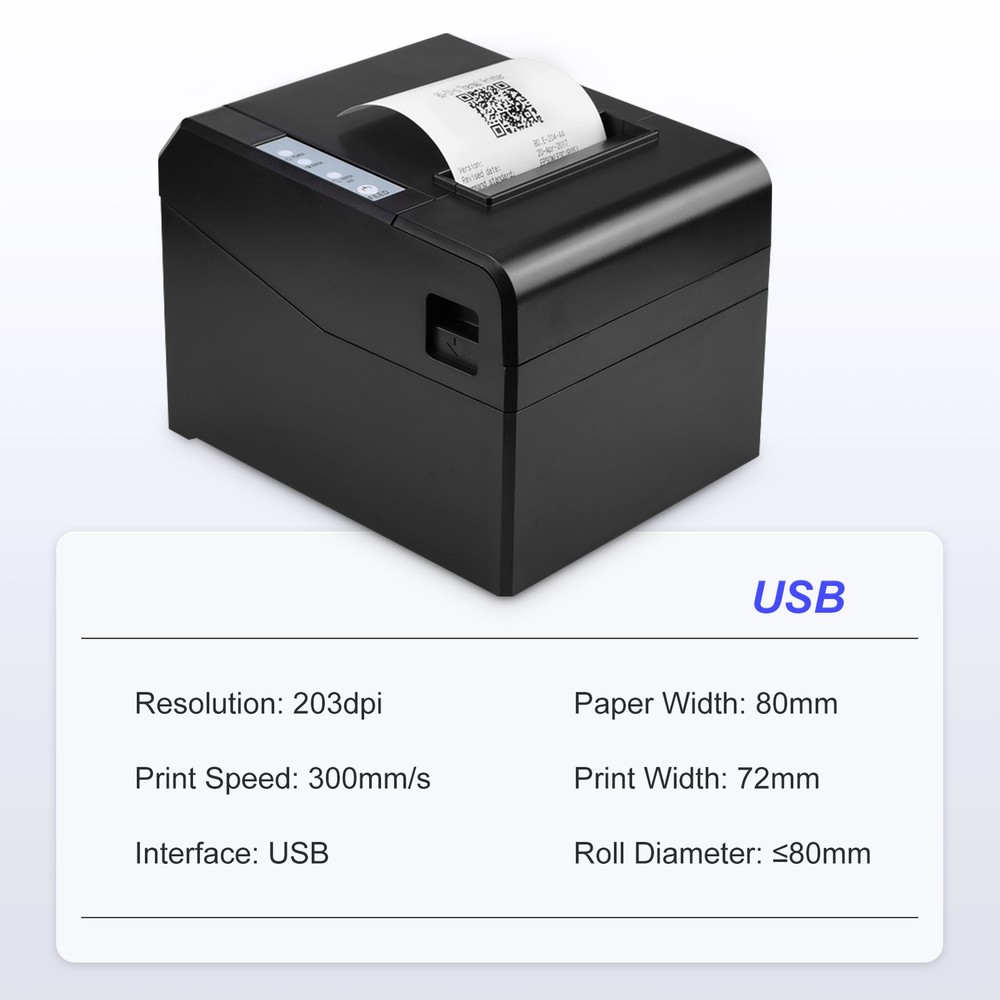 Thermal Receipt Printer 80mm Desktop Direct Thermal Printing USB Connection KHWZ