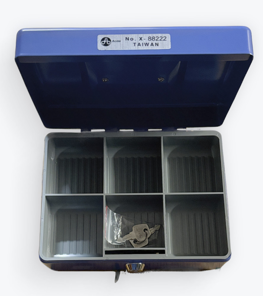 Acme Cash Box with Individual Lock – Solid Steel – 7″ x 5-7/8″ x 3-1/8″