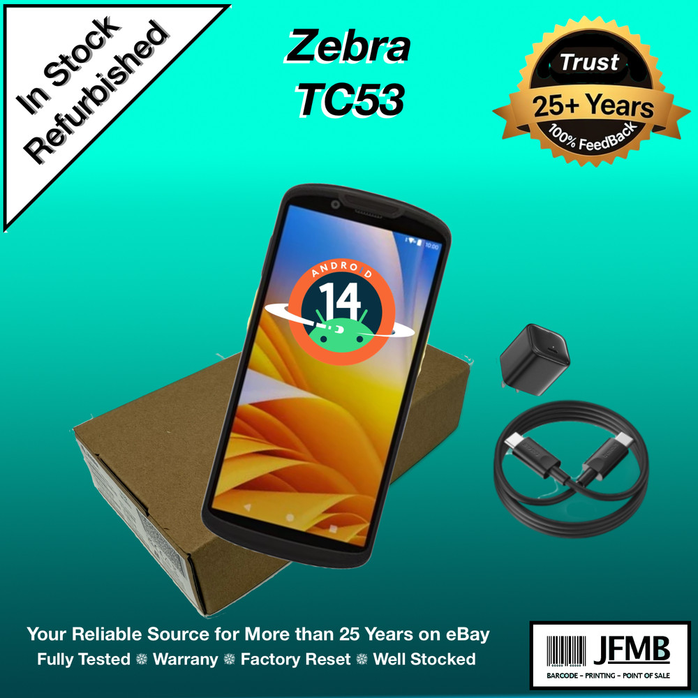 Zebra TC53 TC530 Mobile Computer Barcode Scanner TC530E-0T1E1B1000-NA Android 14