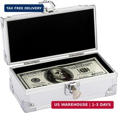 Hipiwe Lockable Cash Box Aluminium Alloy Money Box for Cash Money Storage Box Ca