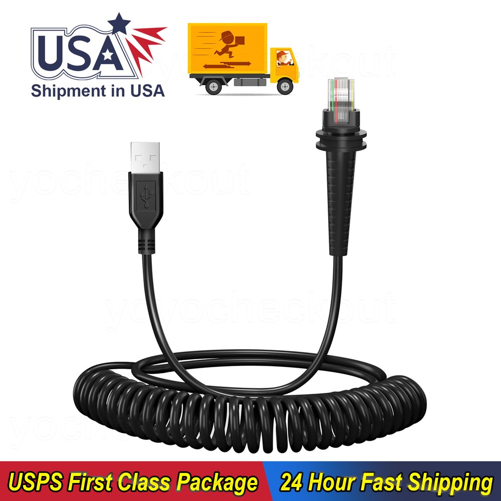 5M New Datalogic CAB-550 Coiled Cable Type A USB to RJ45 Barcode Scanner Cable