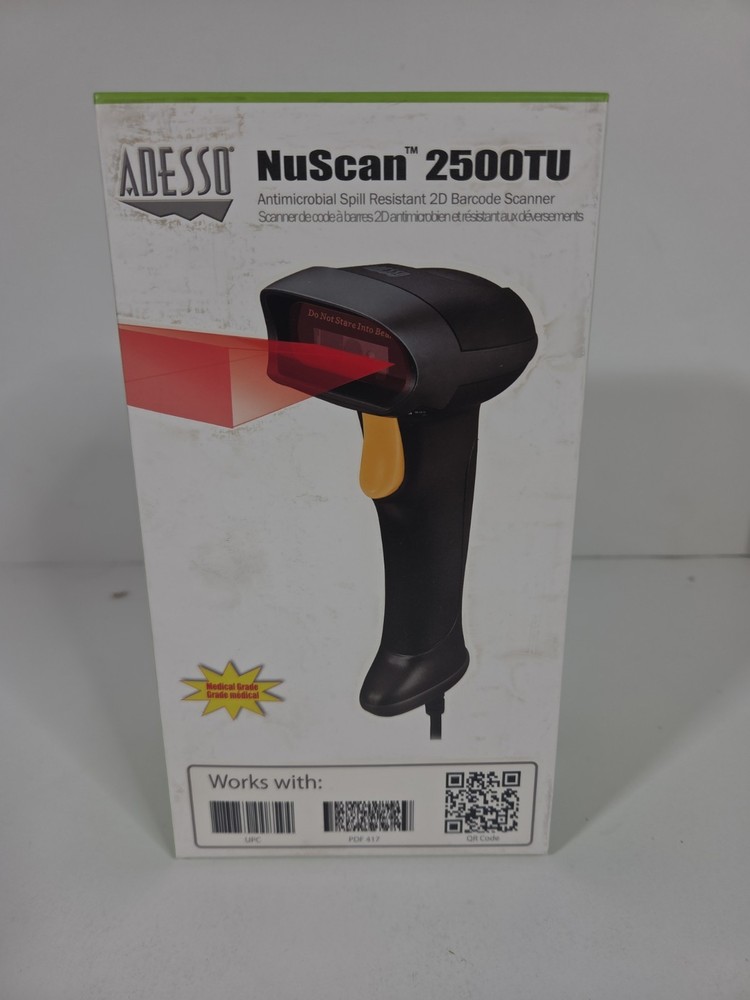 Adesso NuScan 2500TU Antimicrobial Spill Resistant Barcode Scanner