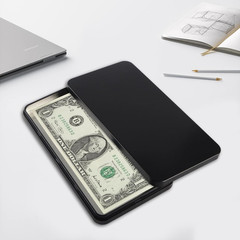 4 PCS Black Metal Cash Box Money Organizer with Lid Single Row Tray Storage Case
