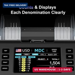 LOLARAN AL-923 Mixed Denomination Money Counter Machine, Value Counting with CIS