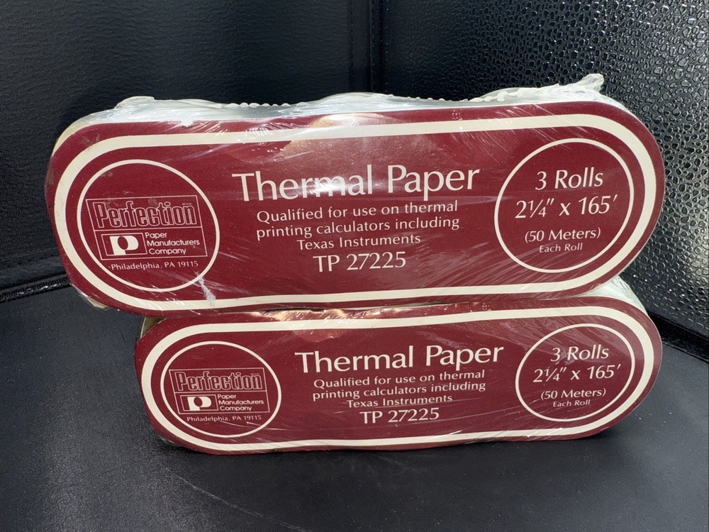 Texas Instruments Thermal Paper TP-27225 6 Rolls 2 1/4 X 165 50 Meter Rolls