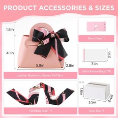 Money Pull Box Cash Surprise Ribbon Leather Mini Bag 30 Transparent Bags Pink