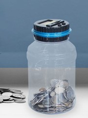 Electronic Digital LCD Coin Counter Counting Jar Money Saving Piggy Bank 1.8L JQ