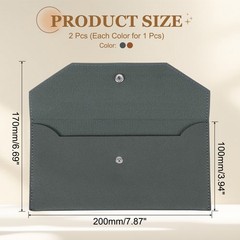 2Pcs PU Leather Envelope Wallet Money for Women Men,Gray/Brown
