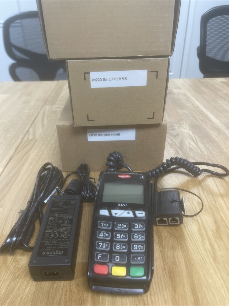 Ingenico iCT220 Credit Card Terminal w/Power Adapter & Ethernet Cable Pre-owned