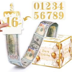 Birthday Money Box For Cash Gift Pull With 100 PCS Bags And Card Set 1 PCS
