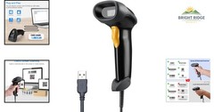 Lightweight Wired Barcode Scanner with High Compatibility for All Major Software