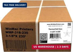 Thermal Paper Rolls 3 1/8 x 230 – American Made: [50/pack] BPA Free 48 GSM Solid