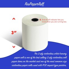 3″ x 90′ 2-ply Carbonless POS Receipt Paper rolls – 50/CS