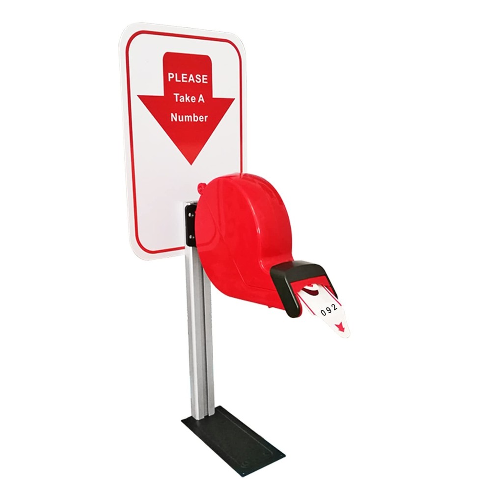 Take-A-Number System Ticket Dispenser with Counter Stand and 1 Roll Queue Tap…