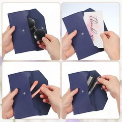 2Pcs PU Leather Envelope Wallet Money for Women Men,Gray/Brown