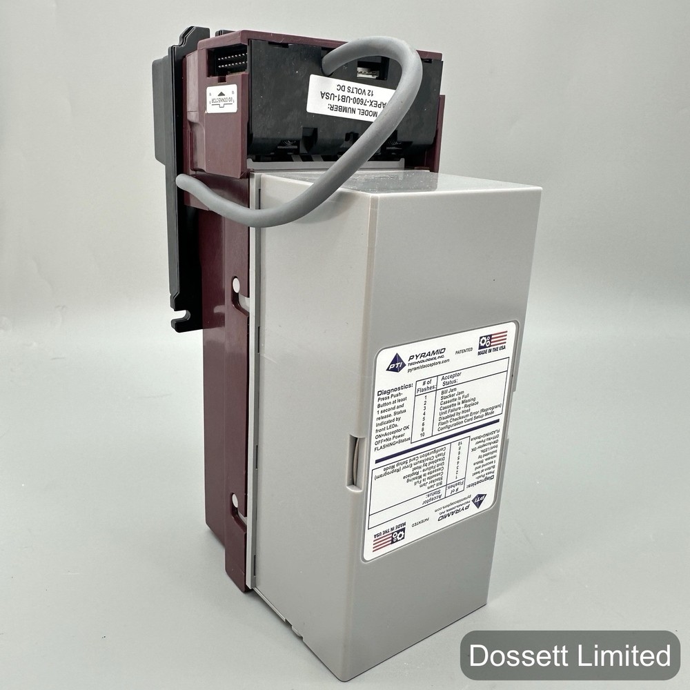 Pyramid APEX 7000 Bill Acceptor Validator – APEX-7600-UB1-USA 12V DC w/ Harness
