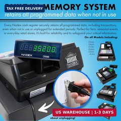 Nadex CR360 Cash Register, 4700 Lookups 50 Dept 50 Clerks, Quick Load Thermal Pr