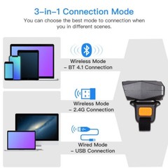 Mini Wireless 2D Inventory Scanner Finger Ring Bluetooth Barcode Scanner for POS