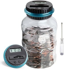 Large Piggy Bank for Boys Adults, Vcertcpl Digital Coin Counting Bank with LCD C