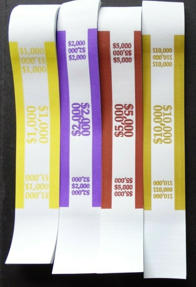 400 Mixed $1000 $2000 $5000 $10,000 Money Self-Sealing Straps Currency Bands