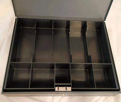 MMF INDUSTRIES HEAVY GAUGE STEEL CASH BOX & TRAY GRAY SUPER – No Lock Key