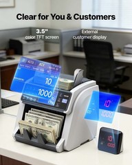 Cash Counter Machine: 1500bpm, 500-Bill Hopper, External Display & 3.5″ TFT