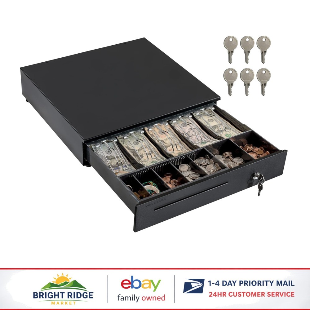 Sturdy Cash Drawer for Retail Use with Adjustable Slots and Key Control Security