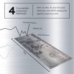 SILVER by AccuBANKER S1070 Bill Counter with 4-Point Counterfeit Money Detector