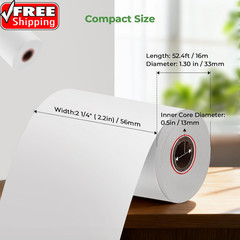 2 1/4″ Inch X 50’Ft Thermal Paper (50 Rolls), BPA Free Receipt Paper, 58Mm Therm
