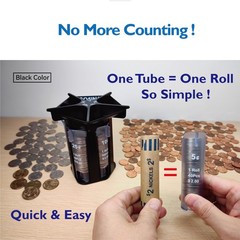 Coin Sorter Tube with Coin Wrappers, 5-In-1 Change Sorter and Coin Holder