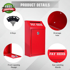 Locking Cash Box with Slo Metal Money Donation Box with Lock and 4 Keys Wall