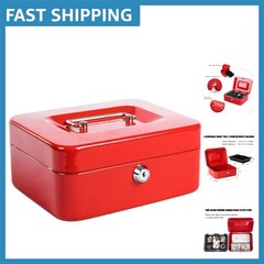Portable Medium Steel Cash Box with Key Lock – Perfect for Home and Business