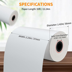 2 1/4” X 50′ Thermal Receipt Paper 50 Rolls, 2.25X50Ft Receipt Roll Cash Regist